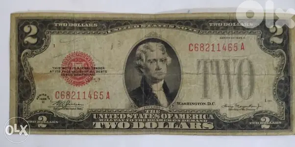 USA two Dollar Banknote Red Seal year 1928