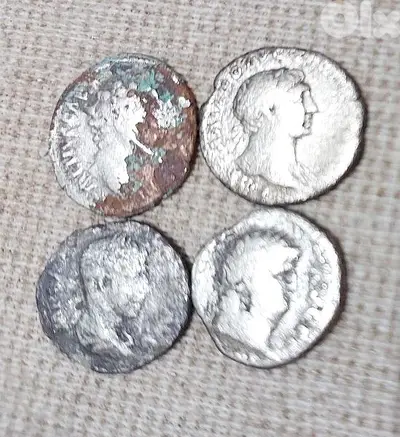 Set of four Ancient Roman Silver coins Emperors Trajan,Vespesian,Alex