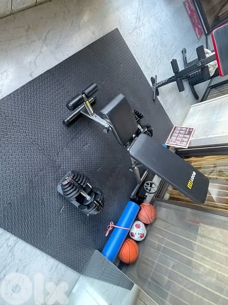 bundle set of adjustable dumbbells 24kg, bench,6 puzzle mat 7