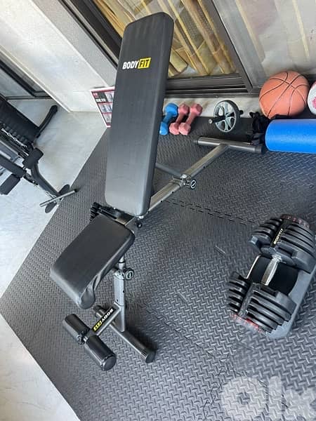 bundle set of adjustable dumbbells 24kg, bench,6 puzzle mat 8