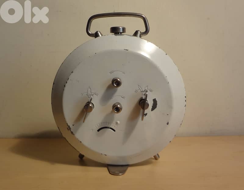 Vintage Mebas German mechanical ,internal bells alarm clock working 1