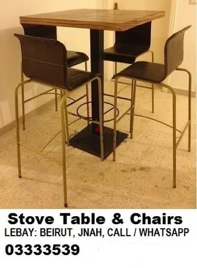 2 stoove tables with 6 high chairs