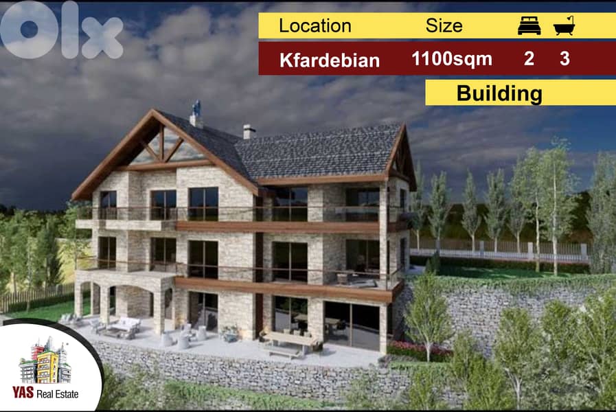 Kfardebian 1100m2 | Building core and shell | Great Investment | D 0