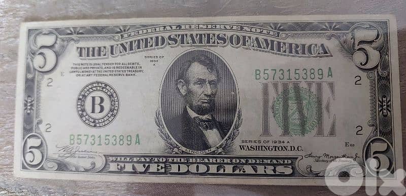 USA Five Dollars Silver banknote year 1953 0