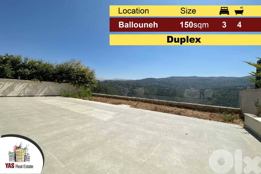 Ballouneh 150m2 | 90m2 Terrace | Duplex | Panoramic View | High-End | 0