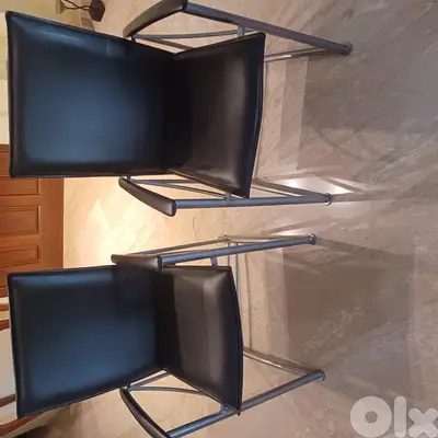 Leather Chairs with silver chrome