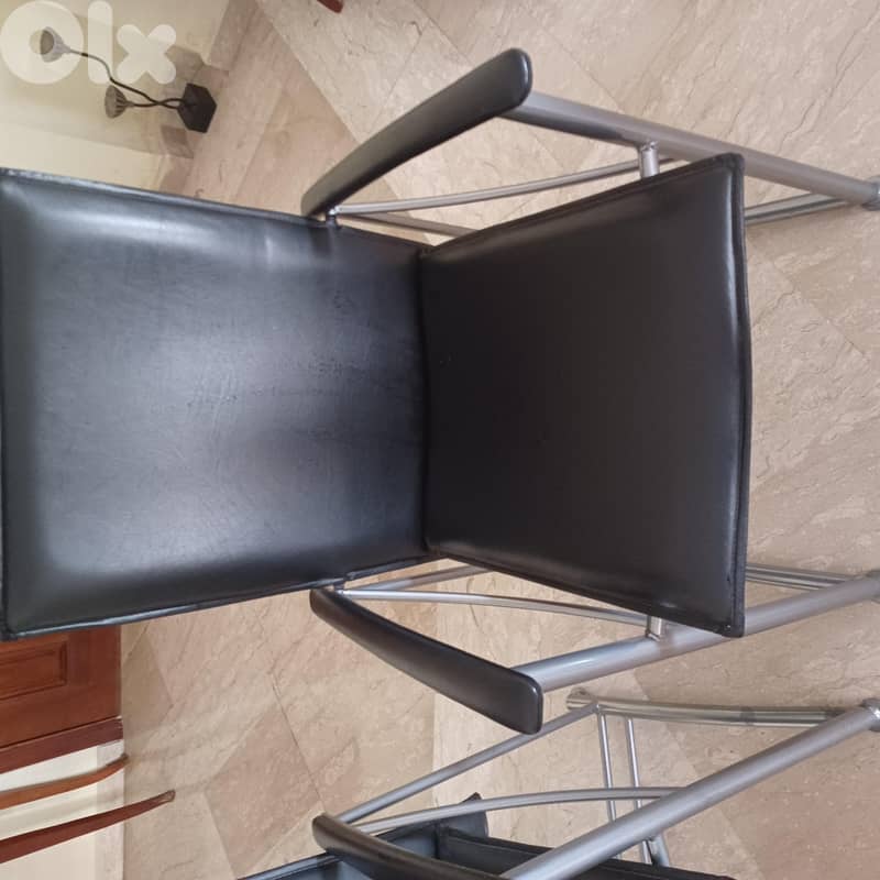 Leather Chairs with silver chrome 4