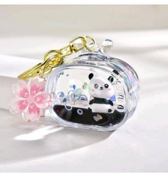 panda sparkly glitter keychain 0