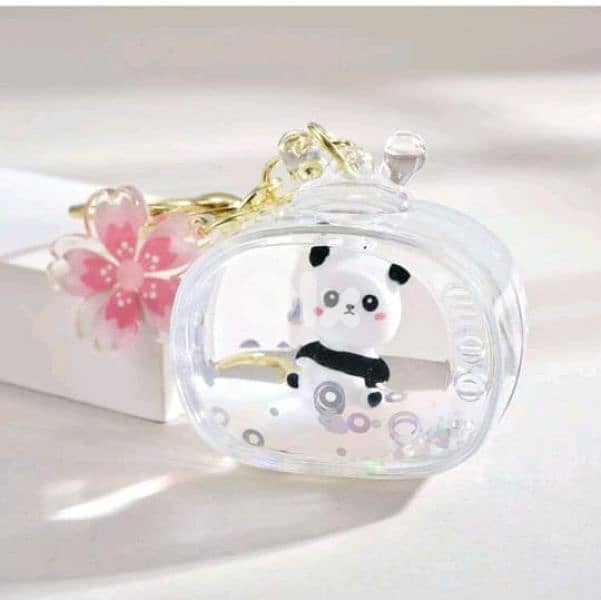 panda sparkly glitter keychain 1