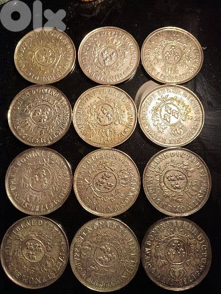 vintage 1788 sit nomen domini benedictum coin coaster set 0