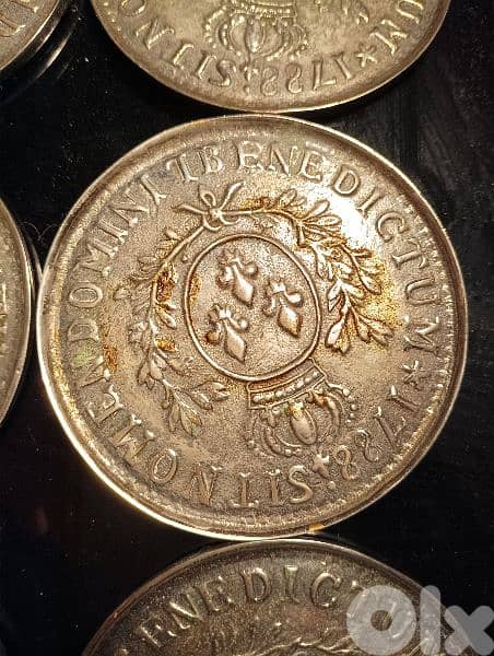 vintage 1788 sit nomen domini benedictum coin coaster set 1