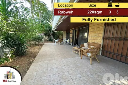 Rabweh 220m2 + 210m2 garden / terrace | Good Condition | Furnished |MJ
