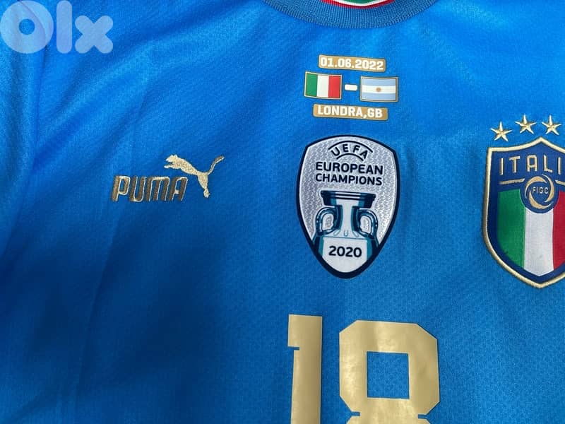 italia finalissima  barella super copa puma shirt 2022 with argentina 1
