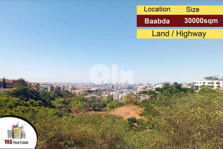 Baabda 30000m2 | 30/90 | Land | Highway | Prime Location | Commercial