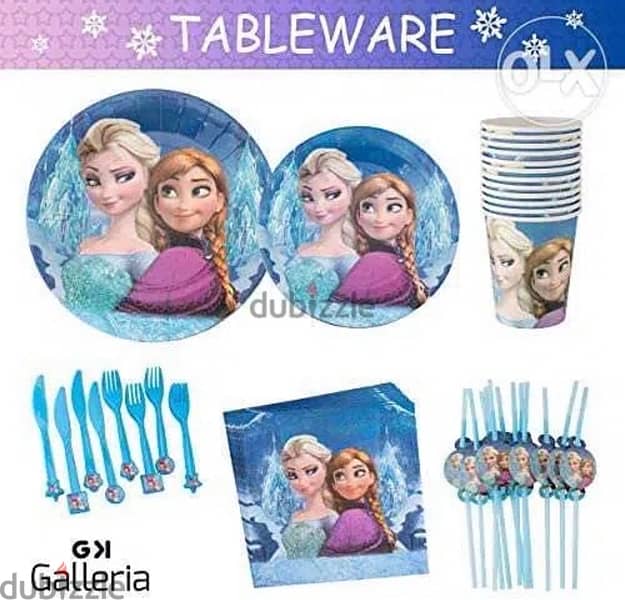 birthday supplies; frozen theme, ballons, cups, plate, etc. . 0