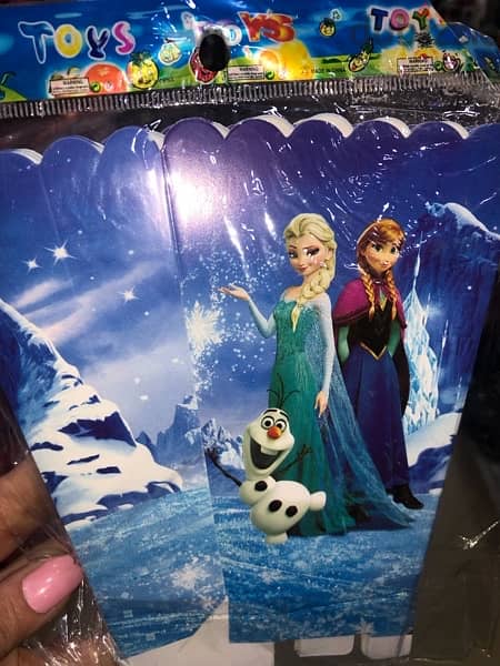 birthday supplies; frozen theme, ballons, cups, plate, etc. . 2