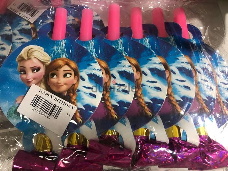 birthday supplies; frozen theme, ballons, cups, plate, etc. . 6