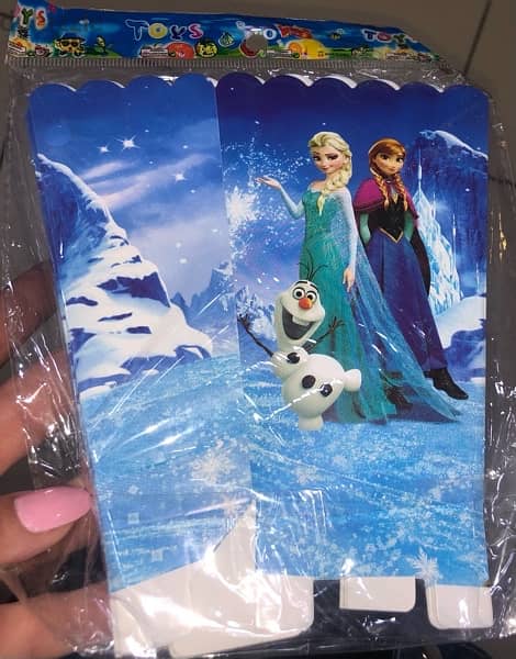 birthday supplies; frozen theme, ballons, cups, plate, etc. . 8