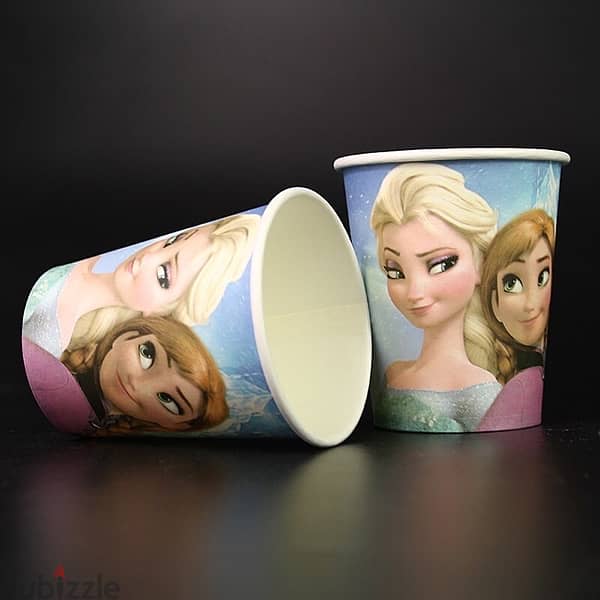birthday supplies; frozen theme, ballons, cups, plate, etc. . 11