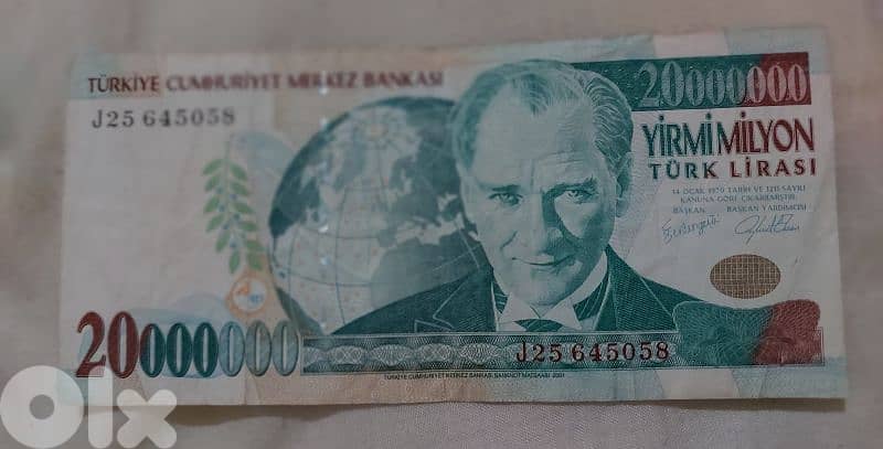 Turkey 20 million lira banknote memorial for Ataturk 0