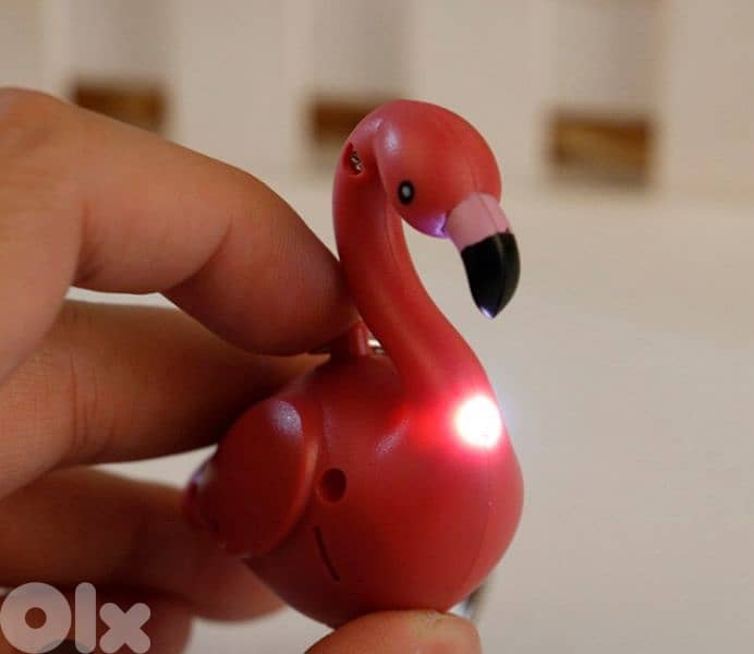 High quality flamingo light and sound keychain 0