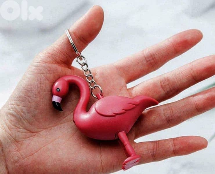 High quality flamingo light and sound keychain 1