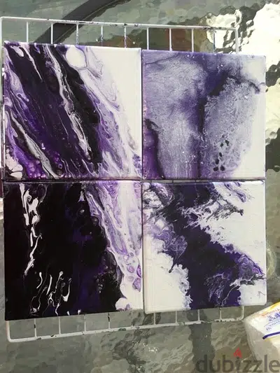 4 p acrylic marbling canvas
