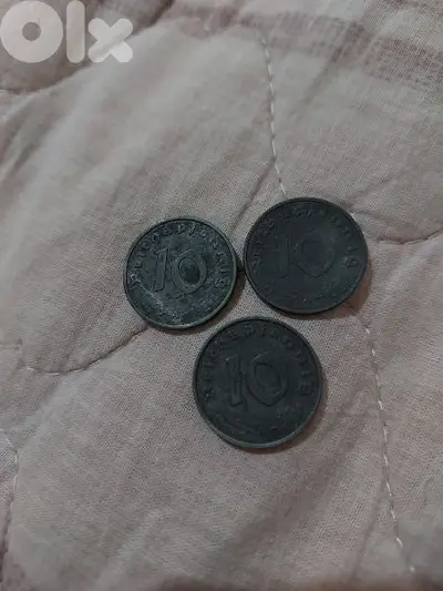 Three German Nazi Coins WW II