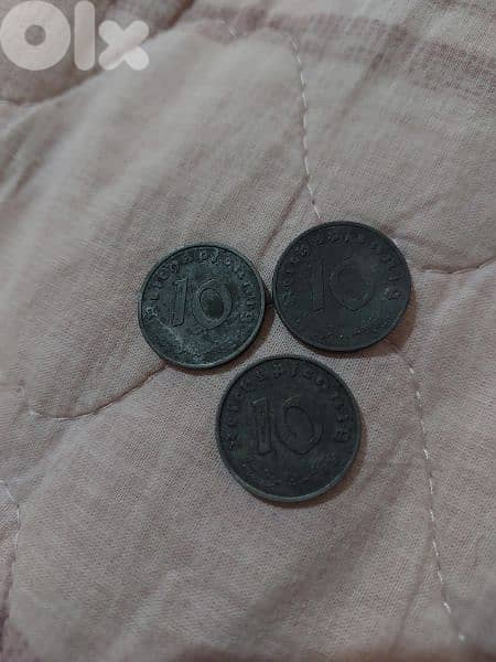 Three German Nazi Coins WW II 0