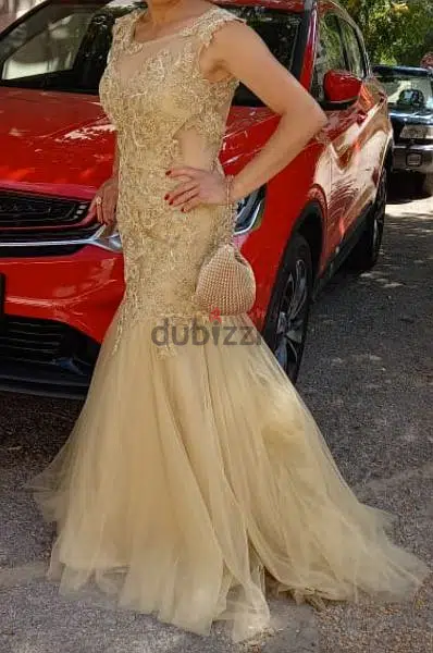 Long Mermaid golden dress (M size)+gift