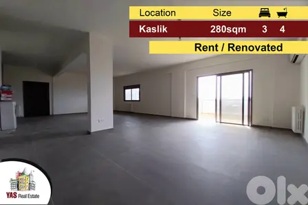 Kaslik 280m2 | Rent | Brand New | High End | Renovated |
